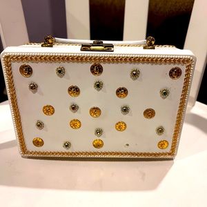Vintage White and Gold Box Bag 1960s Souré Bags New York